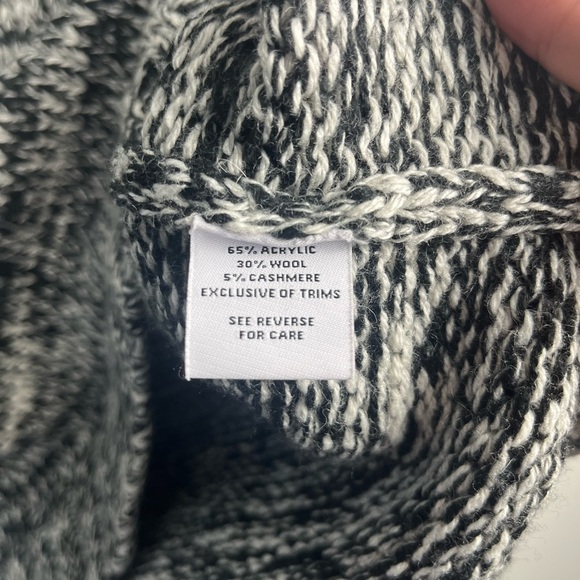 525 America Cashmere wool Blend Fair Isle Mock Neck Sweater size Small black - Picture 3 of 5